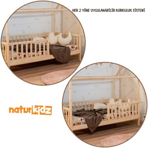  Montessorı  Çocuk Yatak Çekmeceli Ev  90 X 190 Çam Ağacı