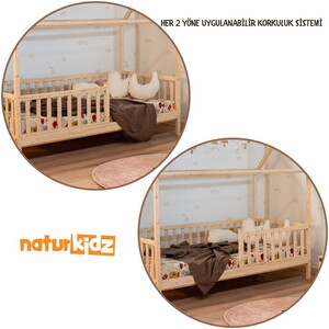 Montessori Çatılı Çekmeceli Çocuk Yatağı  90 X 190 Ahşap
