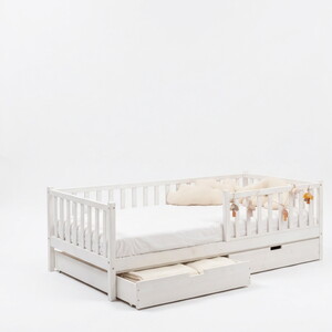  Montessori Çekmeceli Çocuk Yatağı 90 X 190 Ahşap Beyaz